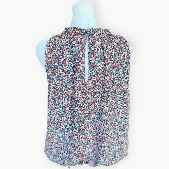 Sienna Sky Sleeveless Floral Colorful Tie Front Flowy Key Hole Blouse Top. Large - Picture 4 of 8